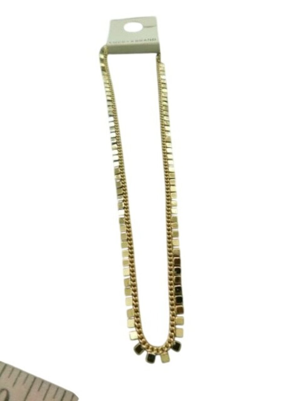 Lucky Brand Gold Metal Square Chainlink Necklace NWT